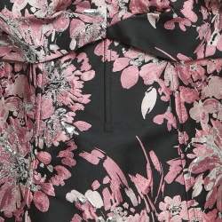Pre Owned Dolce & Gabbana Black/Pink Lurex Jacquard Off Shoulder Corseted Midi Dress XL