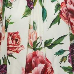 Pre Owned Dolce & Gabbana White Floral Printed Silk Blouse M