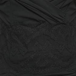 Pre Owned Dolce & Gabbana Black Lace & Silk Ruched Bustier Dress S