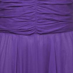 Pre Owned Dolce & Gabbana Purple Draped Silk Corset Detailed Strapless Mini Dress M