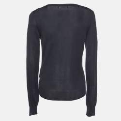 Pre Owned Dolce & Gabbana Black Kit & Printed Cotton Paneled Sweater M