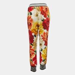 Pre Owned Dolce & Gabbana Multicolor Floral Print Crepe Logo Detailed Drawstring Joggers S