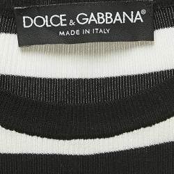 Pre Owned Dolce & Gabbana Black/White Striped Silk Knit Tank Top S