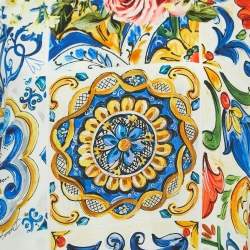 Pre Owned Dolce & Gabbana Multicolor Majolica Print Silk Long Sleeve Blouse S