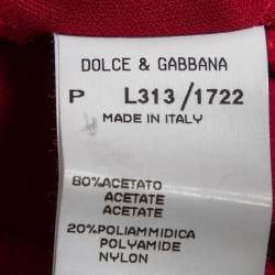 Pre Owned Dolce & Gabbana Maroon Jersey Knit Strap Sleeve Slit Detail Maxi Dress L 