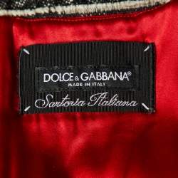 Pre Owned Dolce & Gabbana Red Wool Sleeveless Flared Mini Dress S