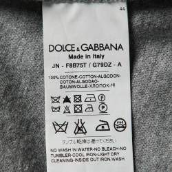 Pre Owned Dolce & Gabbana Grey Cotton Knit & Black lace Sleeveless T-Shirt M