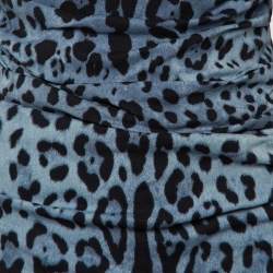 Pre Owned Dolce & Gabbana Blue Animal Printed Silk Ruched Mini Dress M
