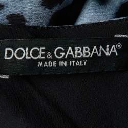 Pre Owned Dolce & Gabbana Blue Animal Printed Silk Ruched Mini Dress M