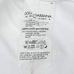 Pre Owned Dolce & Gabbana White Logo Embroidered Cotton Sleeveless Cropped T-Shirt M