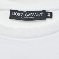 Pre Owned Dolce & Gabbana White Logo Embroidered Cotton Sleeveless Cropped T-Shirt M
