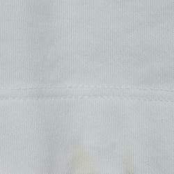 Pre Owned Dolce & Gabbana White Logo Embroidered Cotton Sleeveless Cropped T-Shirt M
