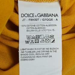 Pre Owned Dolce & Gabbana Yellow Logo Print Cotton Short Sleeve T-Shirt XS 