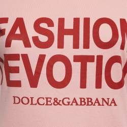 Pre Owned Dolce & Gabbana Pink Fashion Devotion Print Cotton T-Shirt XS