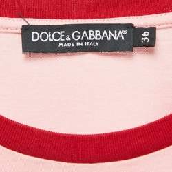 Pre Owned Dolce & Gabbana Pink Fashion Devotion Print Cotton T-Shirt XS