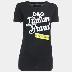 Pre Owned Dolce & Gabbana Black Printed Cotton T-Shirt S