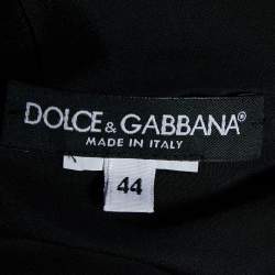 Pre Owned Dolce & Gabbana Black Floral Printed Silk Midi Dress M