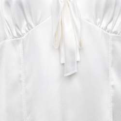 Pre Owned Dolce & Gabbana White Silk Satin Bow Detail Top L