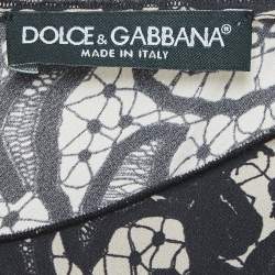 Dolce & Gabbana Black Print Silk Skirt Blouse Set M