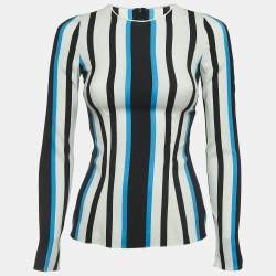 Pre Owned Dolce & Gabbana Multicolor Striped Silk Long Sleeve Blouse S 