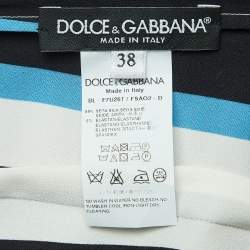 Pre Owned Dolce & Gabbana Multicolor Striped Silk Long Sleeve Blouse S 