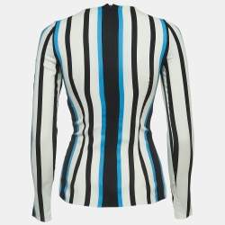 Pre Owned Dolce & Gabbana Multicolor Striped Silk Long Sleeve Blouse S 