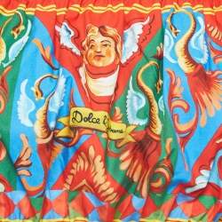 Pre Owned Dolce & Gabbana Multicolor Carretto Print Cotton Crop Top M  