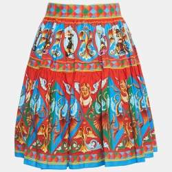 Pre Owned Dolce & Gabbana Multicolor Carretto Print Gathered Mini Skirt M