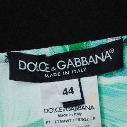Pre Owned Dolce & Gabbana White Leaves Print Crepe Pants M