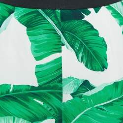 Pre Owned Dolce & Gabbana White Leaves Print Crepe Pants M