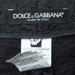 Pre Owned Dolce & Gabbana Black jacquard Logo Patterned Star Studded Culottes M