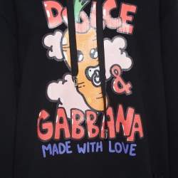 Pre Owned Dolce & Gabbana Black Graphic Print Cotton Blend Hoodie S