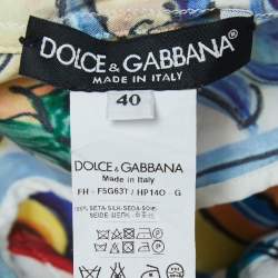 Pre Owned Dolce & Gabbana Multicolor Majolica Print Silk Double Breasted Blouse S