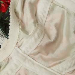 Pre Owned Dolce & Gabbana White/Red Floral Printed Crepe Crop Top M