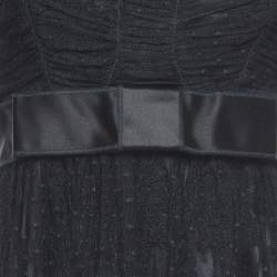 Pre Owned Dolce & Gabbana Black Embroidered Tulle Strappy Mini Dress S
