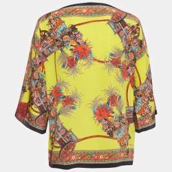 Pre Owned Dolce & Gabbana Multicolor Print Silk Boat Neck Top S