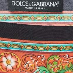 Pre Owned Dolce & Gabbana Multicolor Print Silk Boat Neck Top S