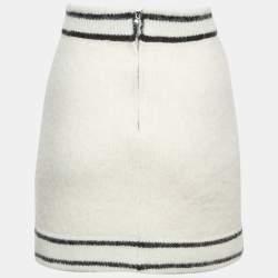 Pre Owned Dolce & Gabbana White Wool Blend Logo Mini Skirt M