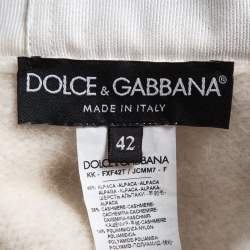 Pre Owned Dolce & Gabbana White Wool Blend Logo Mini Skirt M