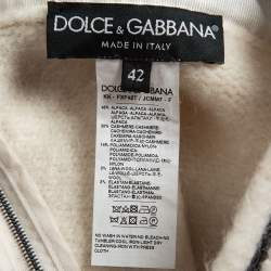 Pre Owned Dolce & Gabbana White Wool Blend Logo Mini Skirt M