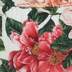 Pre Owned Dolce & Gabbana Pink Floral Printed Silk Wide Leg Pants XL