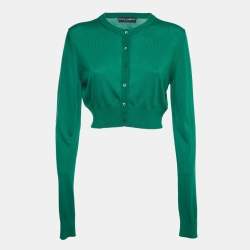 Pre Owned Dolce & Gabbana Green Knit Buttoned Cardigan L