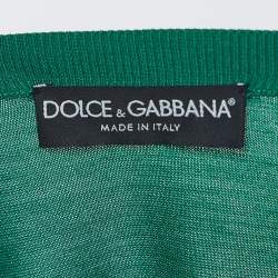 Pre Owned Dolce & Gabbana Green Knit Buttoned Cardigan L