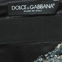 Pre Owned Dolce & Gabbana Silver Sequined Draped Mini Skirt L
