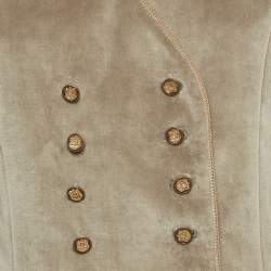 Pre Owned Dolce & Gabbana Vintage Grey Velvet Double-Breasted Blazer M