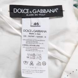 Pre Owned Dolce & Gabbana White/Green Printed Cotton Mini Dress L