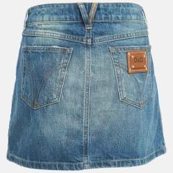 Pre Owned Dolce & Gabbana Blue Washed Denim Mini Skirt S Waist 27"