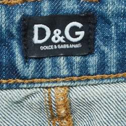 Pre Owned Dolce & Gabbana Blue Washed Denim Mini Skirt S Waist 27"