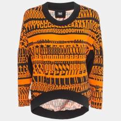 Pre Owned Dolce & Gabbana Black/Orange Printed Knit Top S