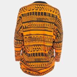 Pre Owned Dolce & Gabbana Black/Orange Printed Knit Top S